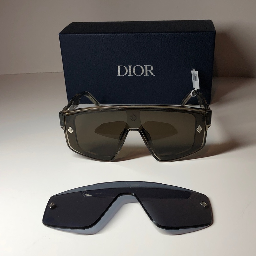 Dior CD Diamond M1U 40134U-L Men’s Mask Shield Sunglass Transparent Taupe Brown - Picture 5 of 14
